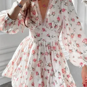 Women's Floral Print French Vintage Dress